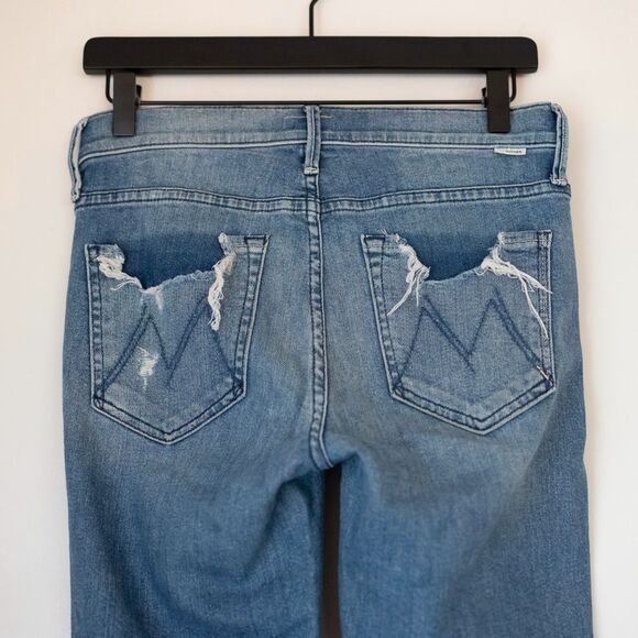 Mother Denim Rascal Ankle Chew Straight Leg Distressed Jeans Learning to Hula 26 - Picture 9 of 11